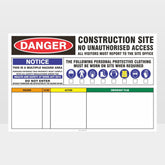 Custom Metal Sign,Danger Construction Site No Access 02 Sign